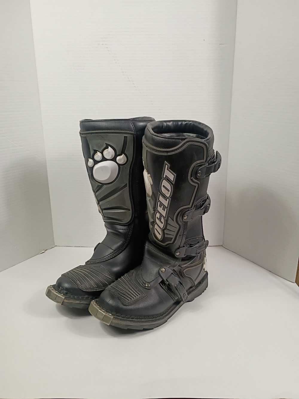 Ocelot Black Boots Motocross Dirt Bike Buckle Steel Toe Size 7